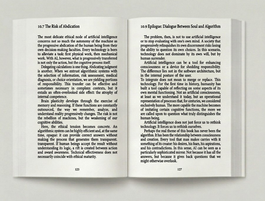 Two passages from chapter 10: the risk of abdication, and the dialogue between soul and algorithm.